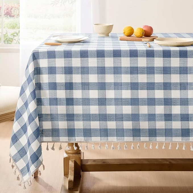 Softalker Checkered Tablecloth Square, Heavy Weight Linen Cotton Gingham Outdoor Table Cloth with... | Amazon (US)