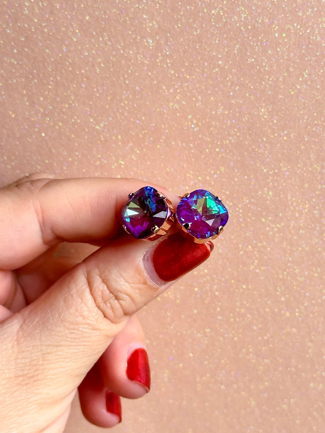 12mm Boysenberry Delite Cushion Cut Studs or Drops - Etsy | Etsy (US)