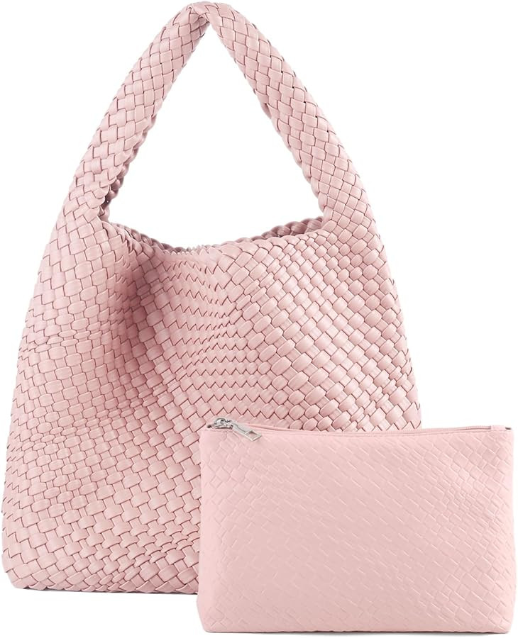 Woven Tote Bag For Women,Vegan Leather Hand Woven Handbags And Purse,Shoulder Bag Top-Handle Bag ... | Amazon (US)