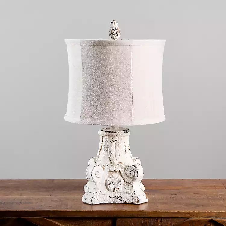 White Scroll Column Table Lamp | Kirkland's Home