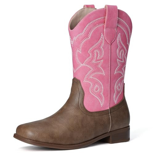 Choiran Toddler Girls Cowboy Boots - Cowgirl Western Boot for Kids Mid Calf Riding Shoes Little Kid/Big Kid | Amazon (US)