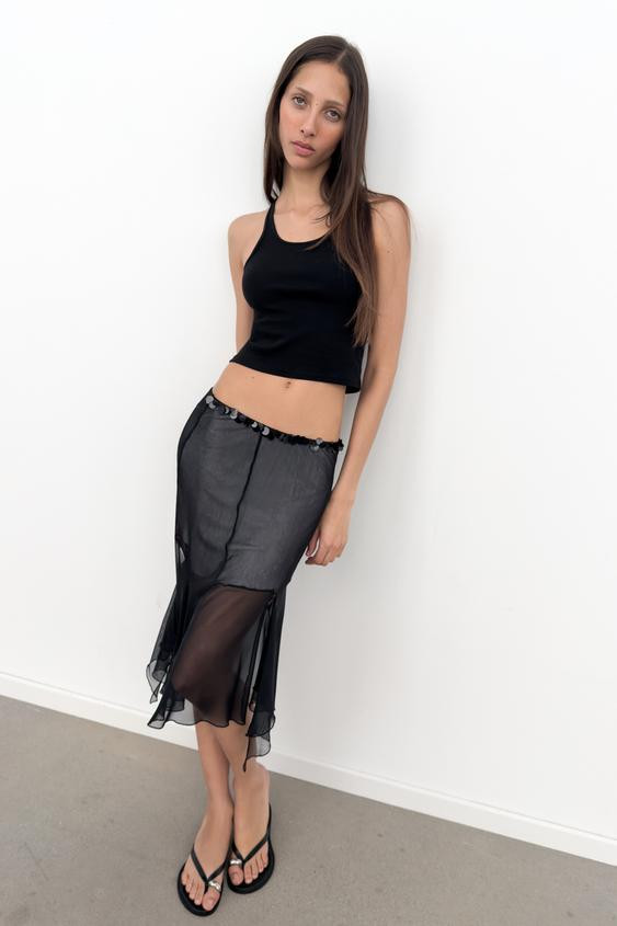 SEQUIN ASYMMETRIC TULLE SKIRT | Zara US