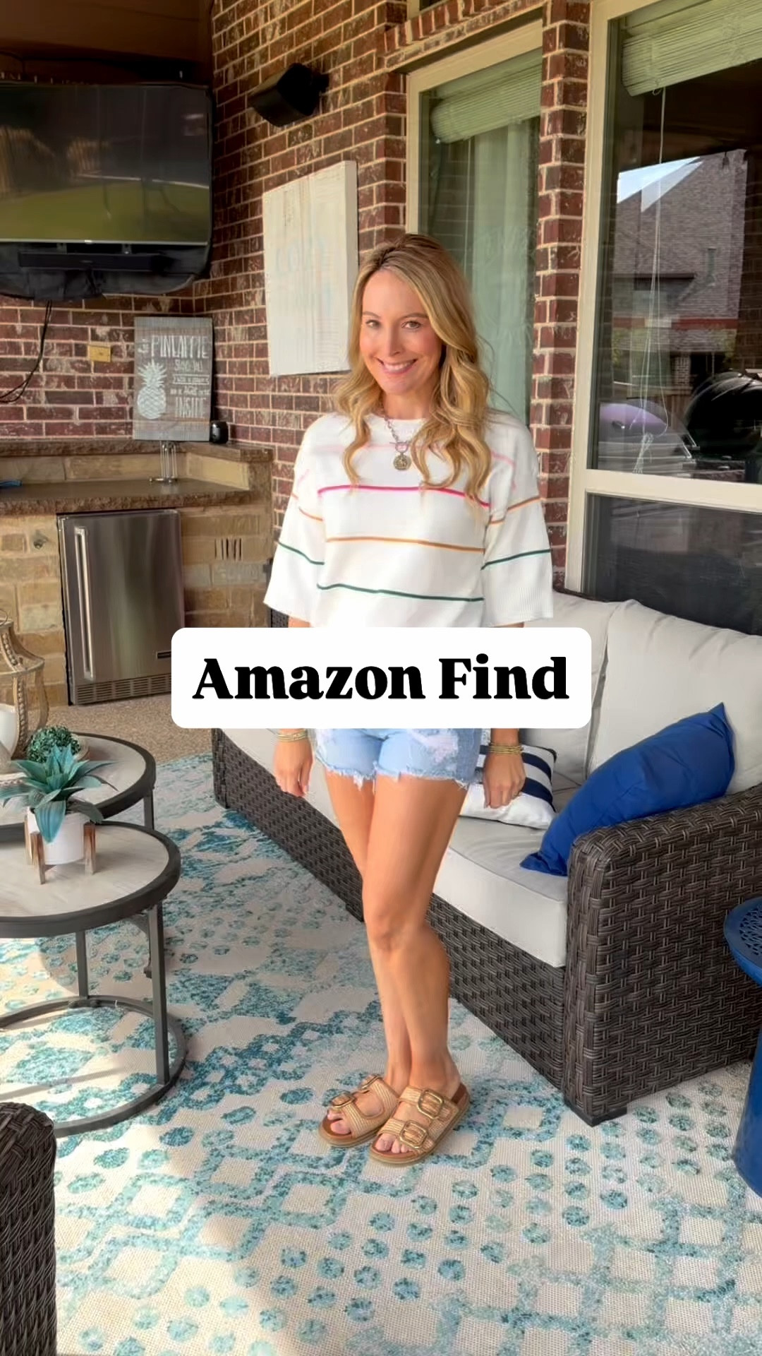 Obsessed with this fun and soft short sleeve sweater. It’s perfect for spring. 
I’m wearing a small in the sweater and size 2 in the shorts. 

Denim shorts | jean shorts | summer shoes  | sandals | sweater | spring outfit | casual outfit | date night | 


#LTKMothersDay #LTKmomlife #LTKootd