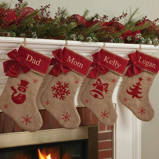 Personalized Burlap Christmas Stocking Available In Different Styles | Walmart (US)