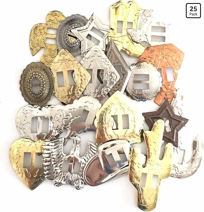 Conchos Grab Bag! Western Styles, Mixed Shapes and Sizes, Slotted; 25 Pieces | Amazon (US)