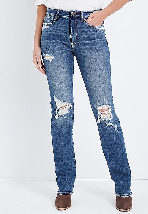 Vigoss® Ace Straight High Rise Ripped Jean | Maurices