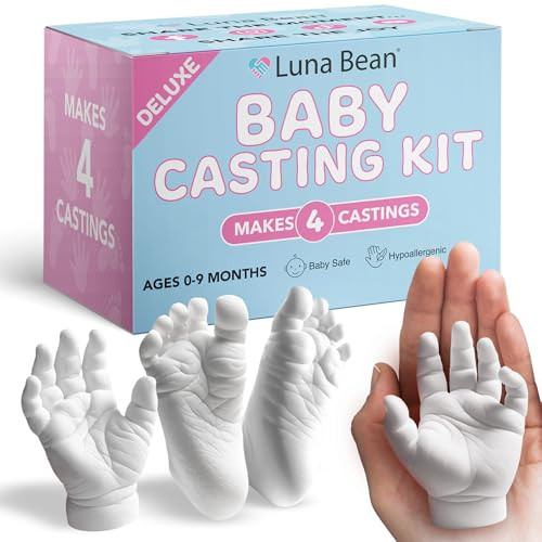 Luna Bean Baby Footprint & Hand Casting Kit (4 Pack) Newborn Keepsake Foot Hand Mold Kit - Baby Shower New Mom Gifts | Amazon (US)