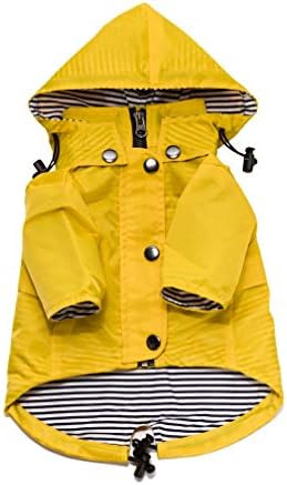 Yellow Zip Up Dog Raincoat with Reflective Buttons, Pockets, Rain/Water Resistant, Adjustable Dra... | Amazon (US)