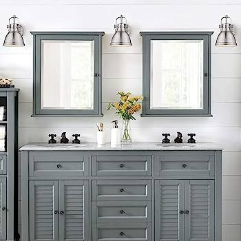 Emliviar Modern Industrial Bathroom Vanity Wall Sconce Light, Brushed Nickel Finish with Metal Sh... | Amazon (US)