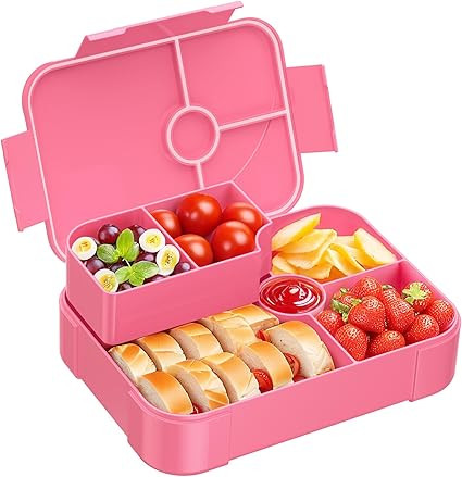 Bento Lunch Box for Kids - Leakproof Bento Box with 6 Compartments Portions Lunchbox for Kids Age... | Amazon (US)