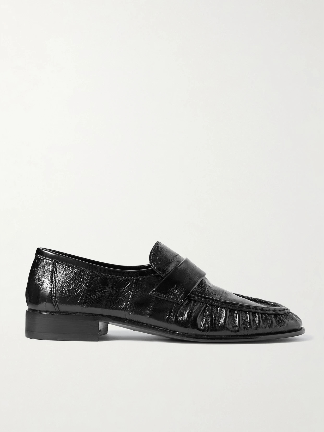 The Row - Crinkled Glossed-leather Loafers - Black - IT37.5 | NET-A-PORTER APAC
