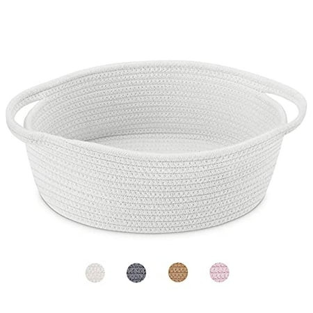 ABenkle Small Woven Basket 12 x 8 x 5 Shelf Storage Baskets Cute Rope White Basket Room Storage Ches | Walmart (US)