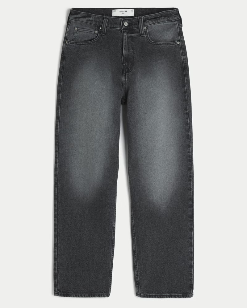 Men's Washed Black Baggy Jeans | Men's Bottoms | HollisterCo.com | Hollister (US)