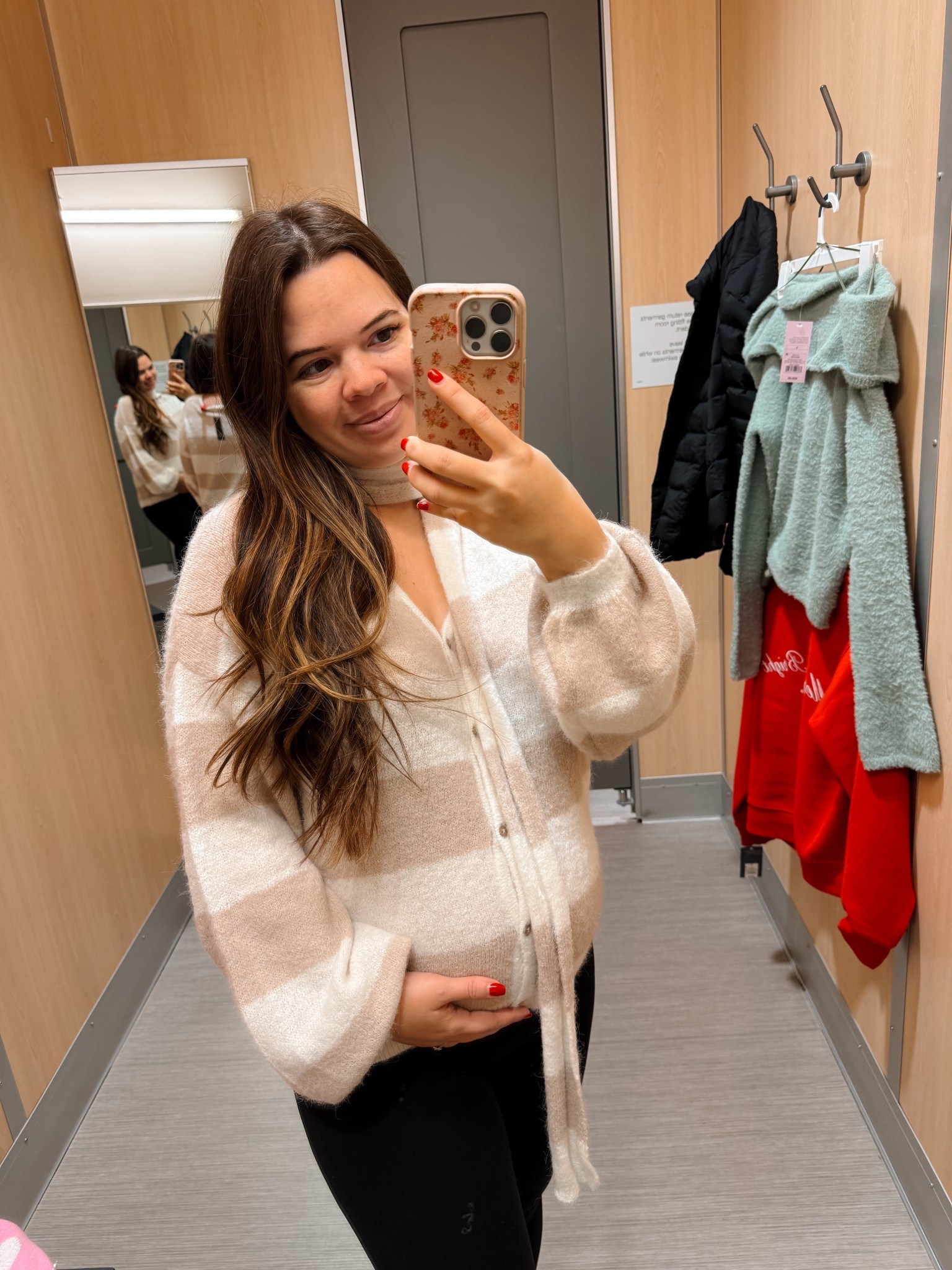 So soft! Love the neutral colors! The scarf is attached. Wearing size M. 28 weeks pregnant, 5’3”. 

#LTKGiftGuide #LTKHoliday #LTKBump