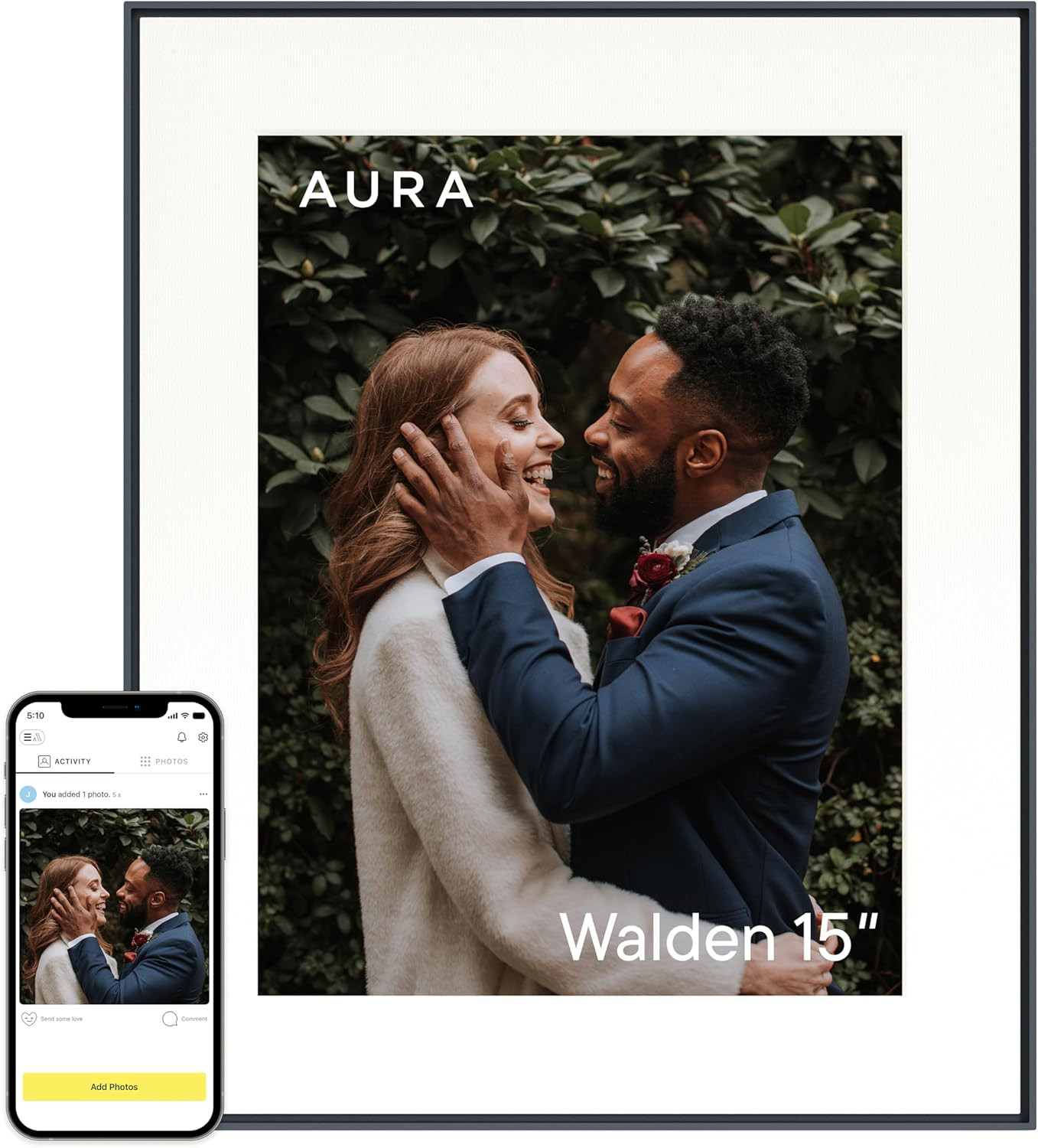 Aura Digital HD Picture Frame, Best Frame for Gifting, (15" - Walden Black Mat) | Amazon (US)