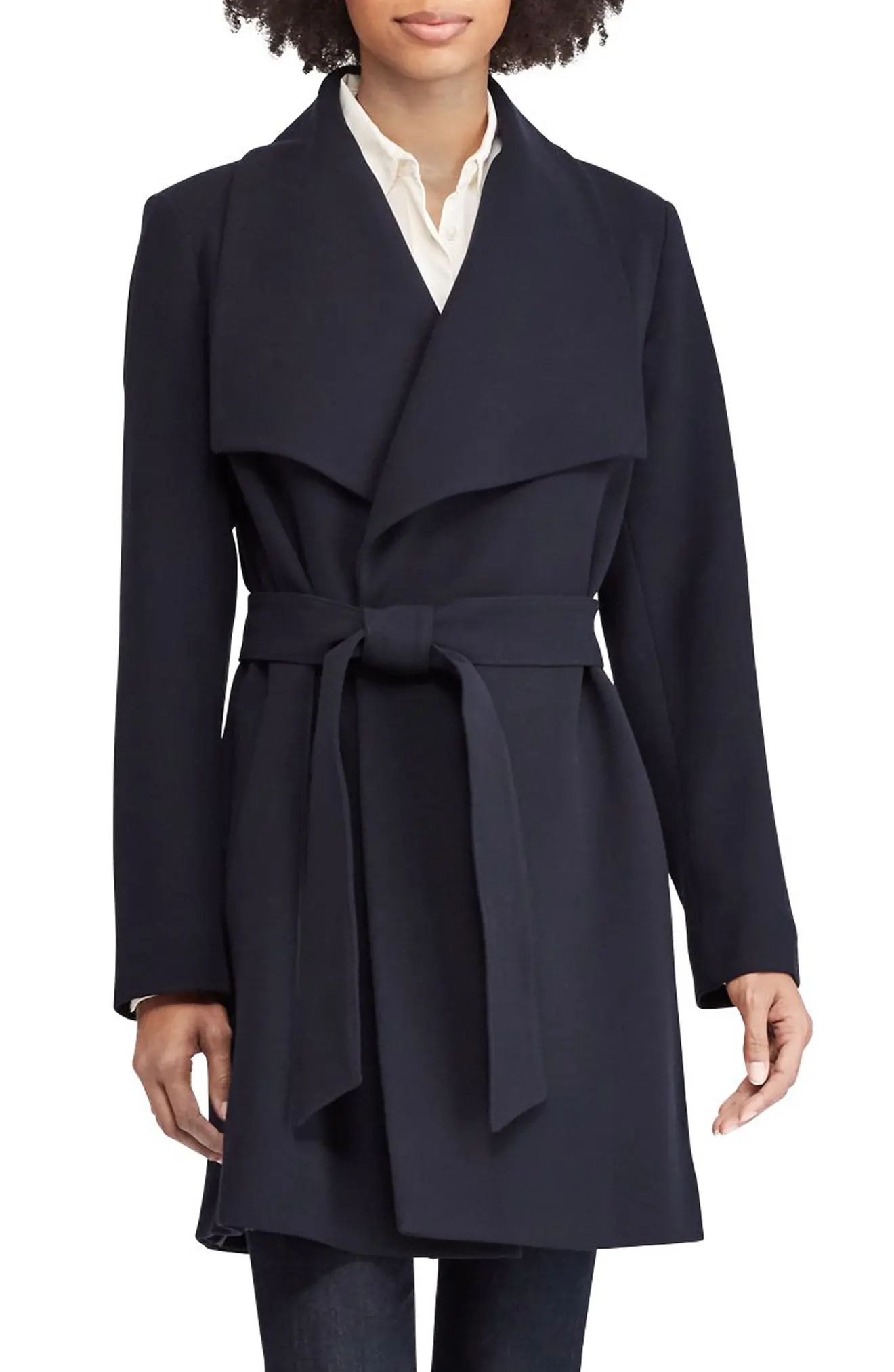 Lauren Ralph Lauren Belted Drape Front Coat | Nordstrom