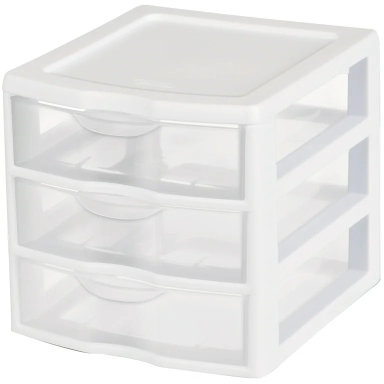 Sterilite Small 3 Drawer Desktop Unit, Plastic, White | Walmart (US)