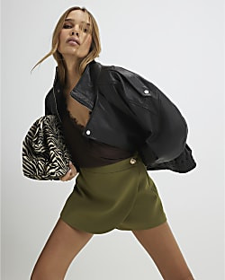 Khaki Wrap Skort | River Island UK & IE