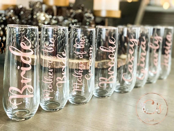 Personalized Champagne Flutes/Bridesmaids Gifts/Bridesmaids Proposal Gift/Bridesmaid Stocking Stu... | Etsy (US)