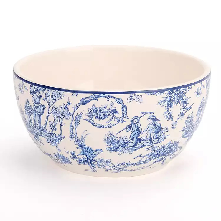 Round Blue Toile Cereal Bowl | Kirklands