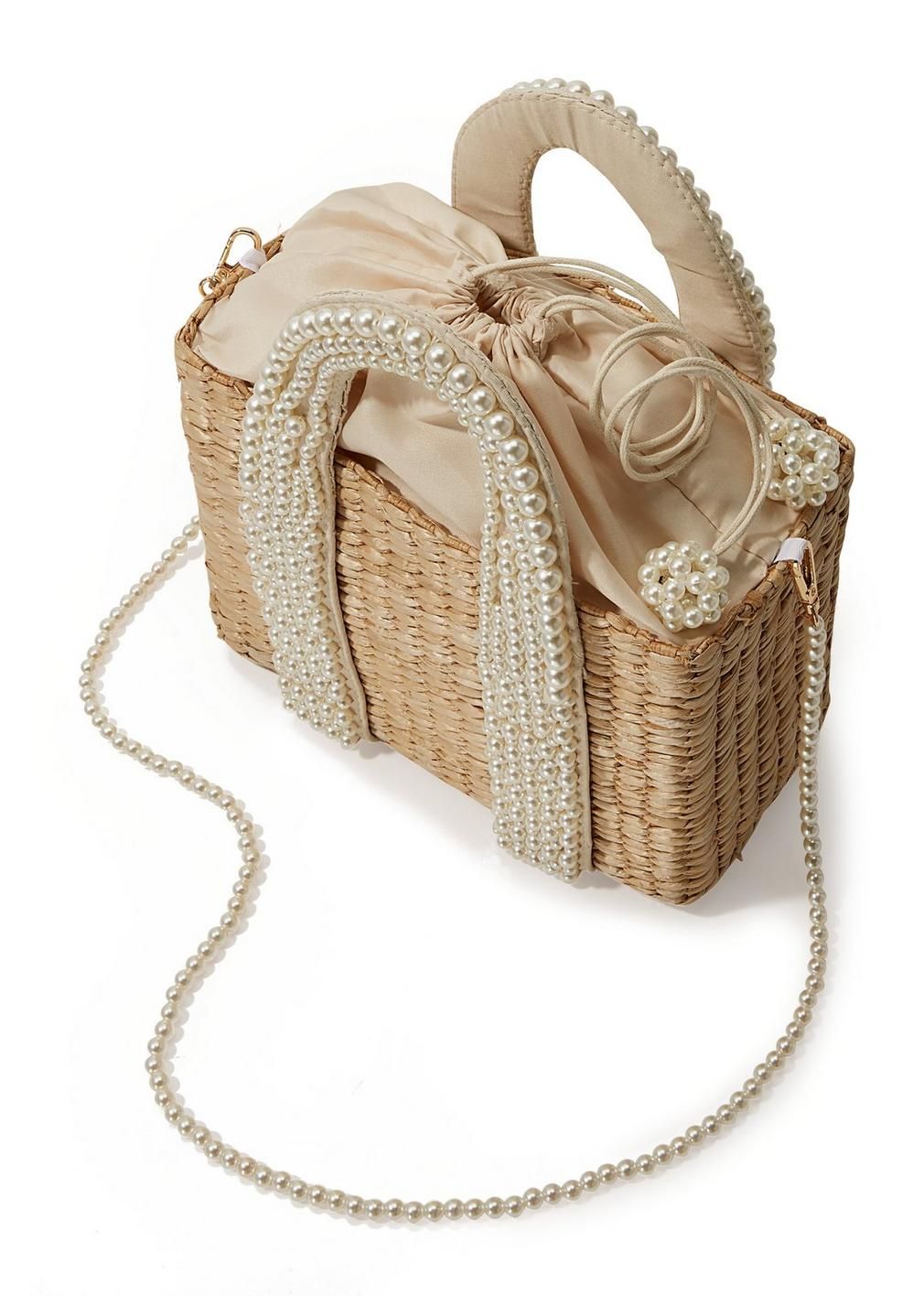 Pearl Embellished Straw Bag | Boston Proper