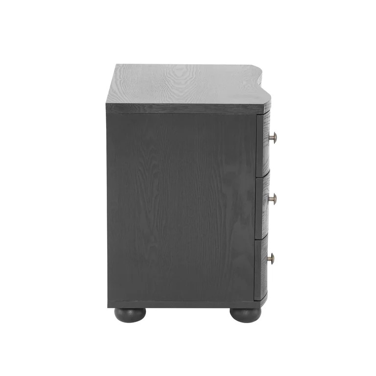 Christopher Knight Home 23.6" Modern Nightstand with Curved Drawers Fronts, Distressed Black | Walmart (US)