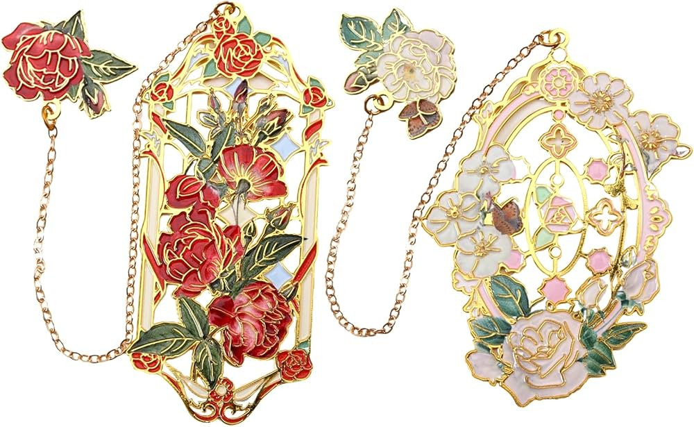 Metal Bookmarks 2 PCS, Sgbvzbd Bookmarks for Reading Women, Pretty Bookmarks for Women, Beautiful... | Amazon (US)