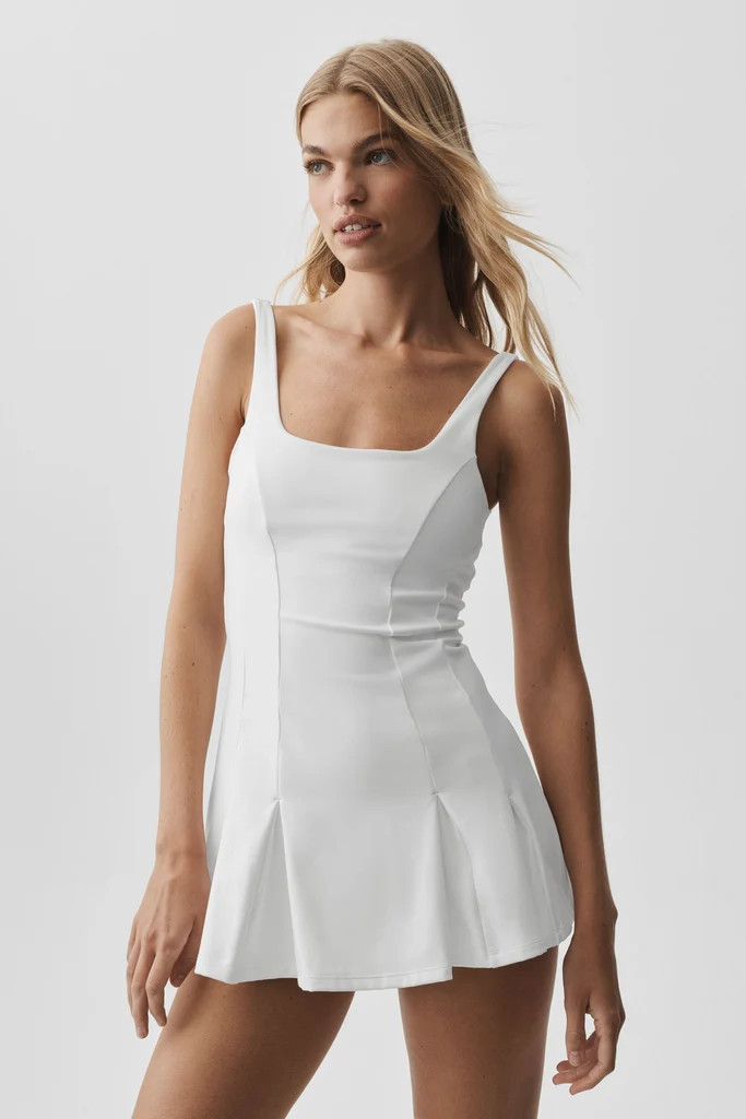 ALO Softsculpt Topspin Tennis Dress in White, Size: 2XS | Alo Yoga