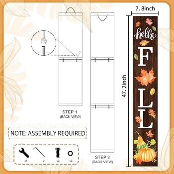 JYKCUL Hello Fall Welcome Sign for Front Porch Standing, Wooden Porch Sign with Leaves for Front ... | Amazon (US)