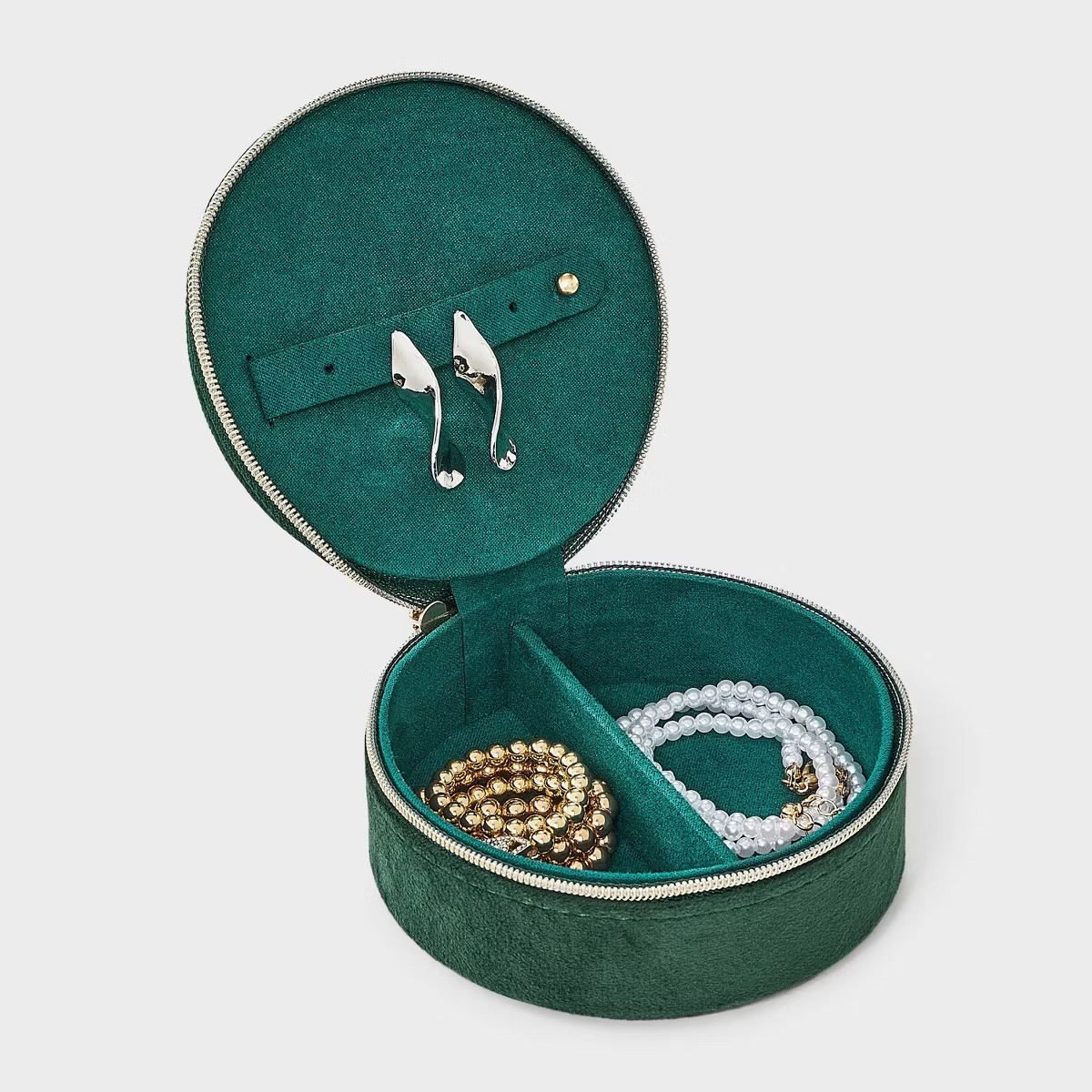 Round Travel Jewelry Organizer with Gold Bow - A New Day™ Green | Target