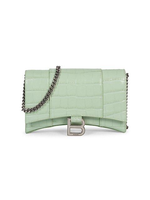 Hourglass Crocodile-Embossed Leather Shoulder Bag | Saks Fifth Avenue