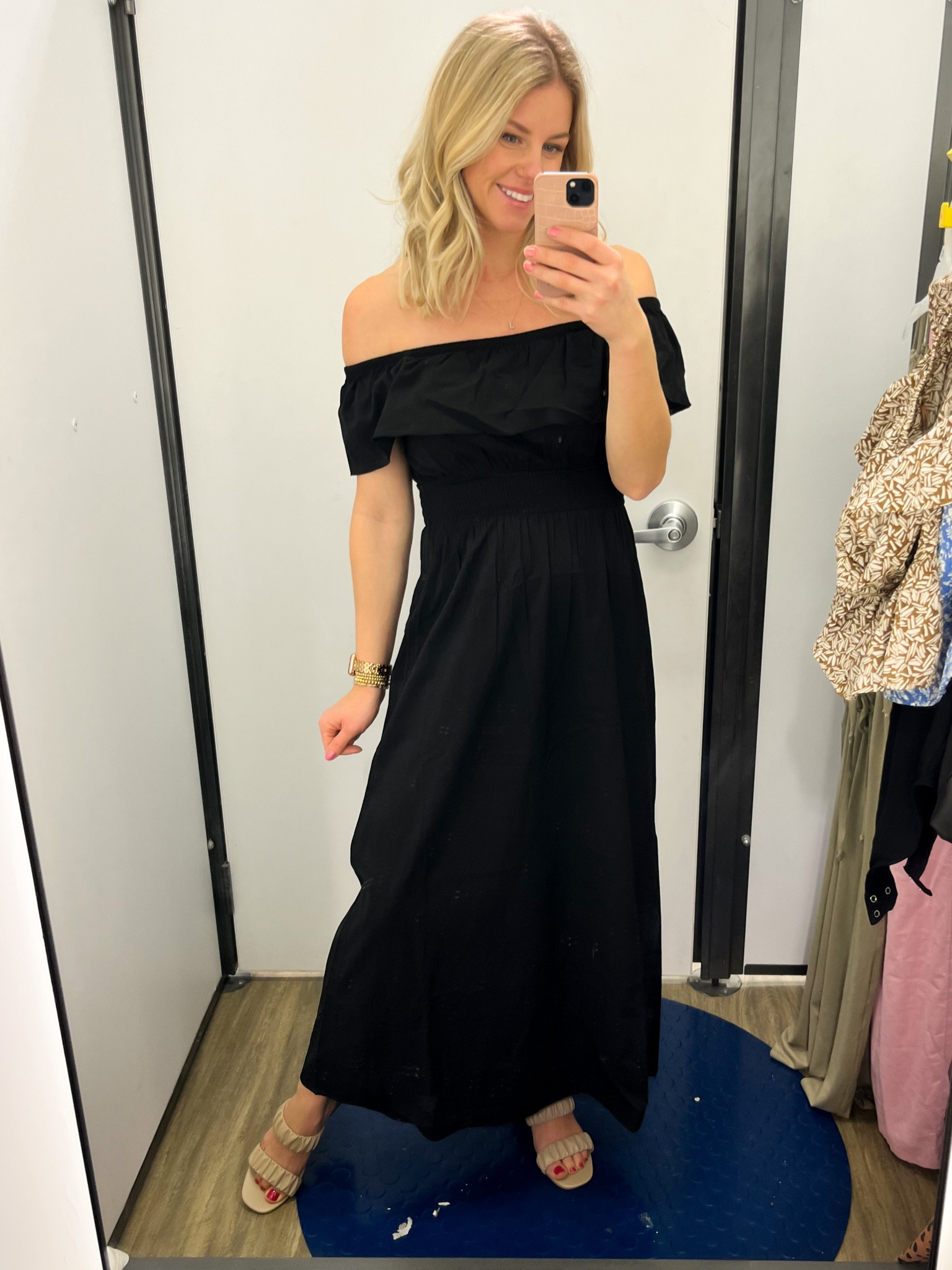 Love this off the shoulder dress! Available in two colors- size XS. On sale for 25-35% off with code AMAZE

#LTKunder50 #LTKFind #LTKSeasonal