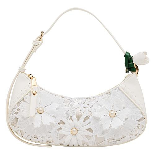Betsey Johnson Lacey Crochet White Shoulder Bag - White | HSN