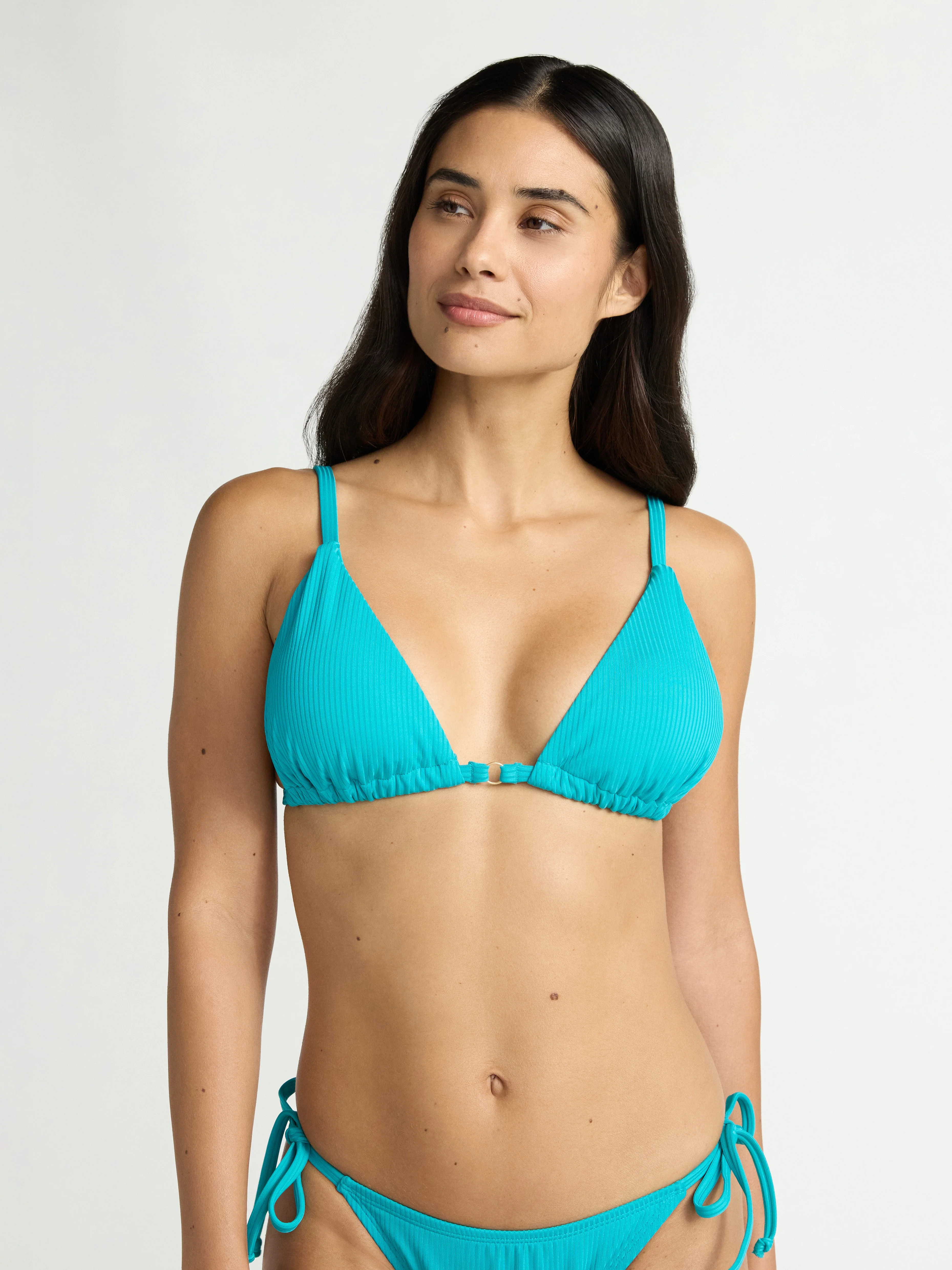 Time and Tru Women's and Women’s Plus Ottoman Rib Triangle Bikini Top, Sizes XS- 2X | Walmart (US)