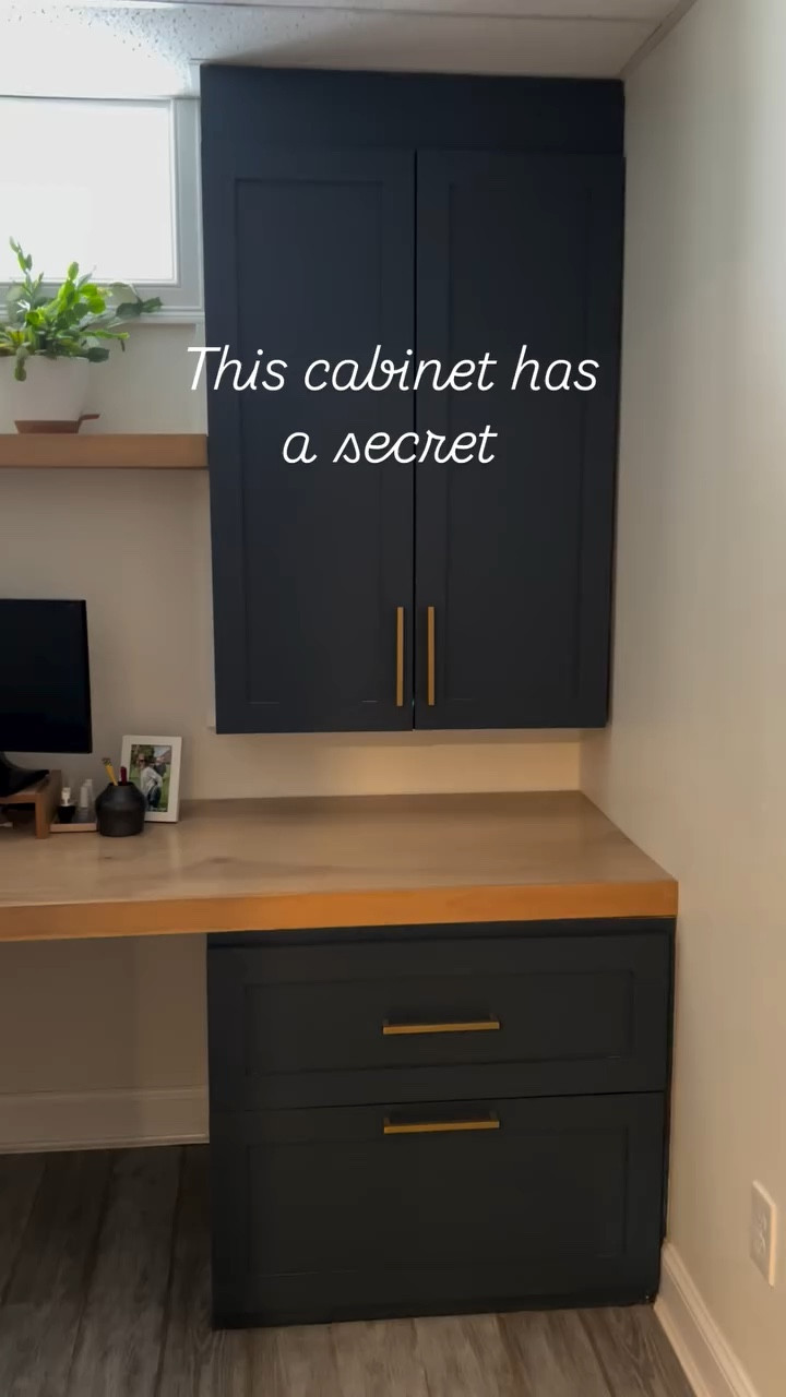 ✨ This cabinet has a secret ✨ Electrical panel in the way of your cabinets? This wall cabinet was built in my home office around the panel and wires with an open back so still accessible just hidden behind cabinet doors! 

#woodworking #woodworker #cabinets #cabinetry #cabinetmaker #homeoffice #electricalpanel #basementremodel #basementrenovation