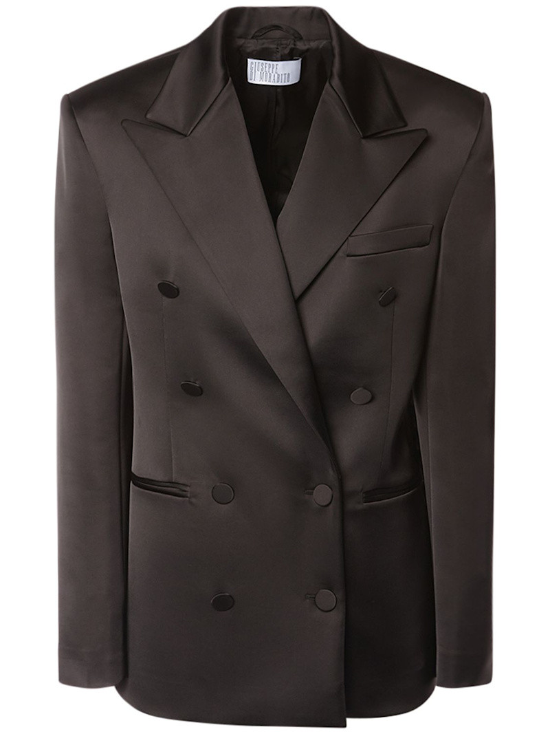 Satin double breasted blazer | Luisaviaroma