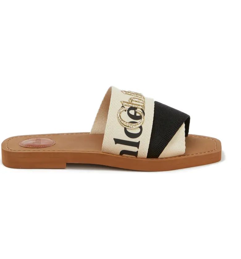 Woody Metallic Logo Slide Sandal | Nordstrom