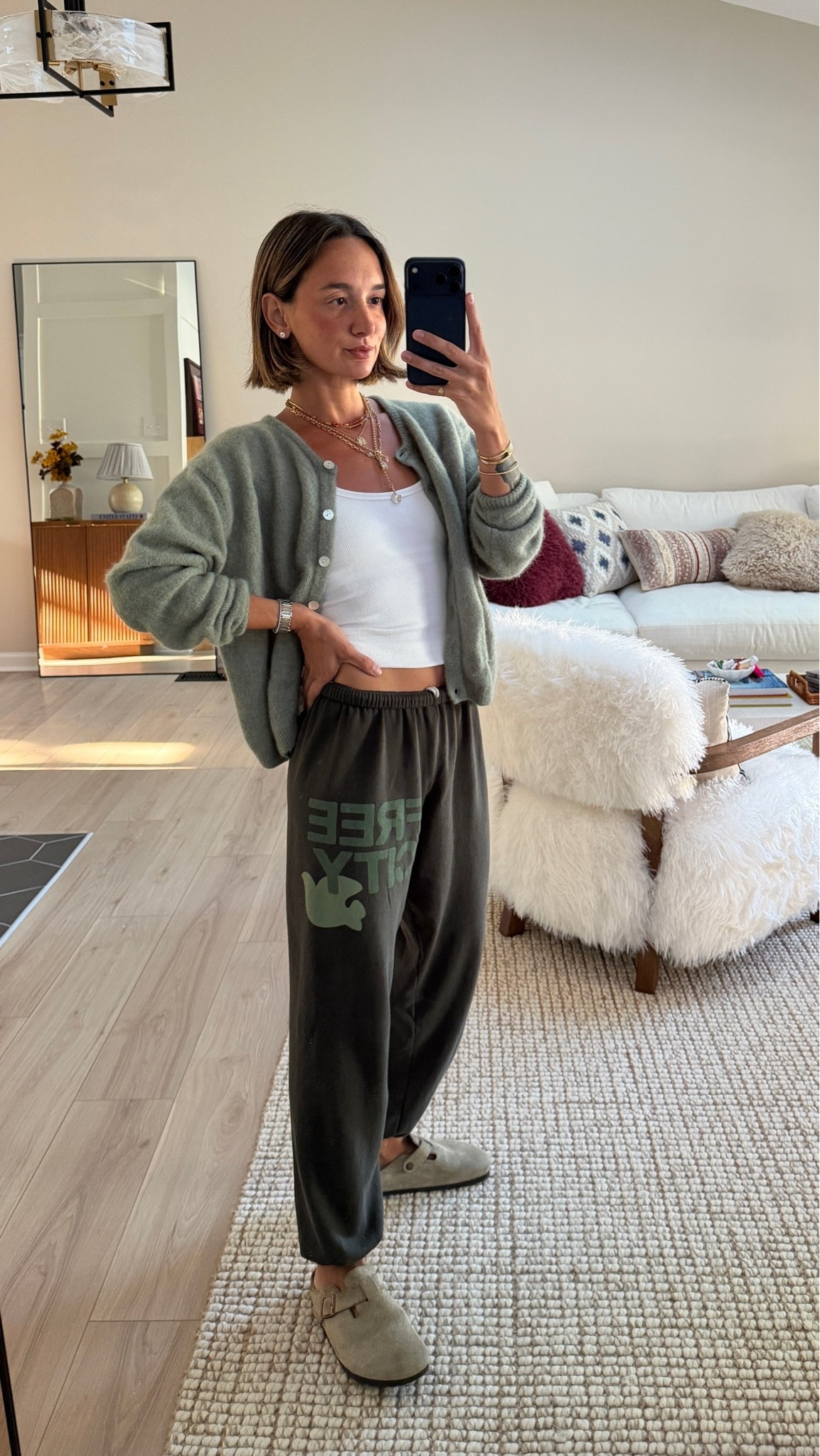 Small cardi and sweats, XS tank
