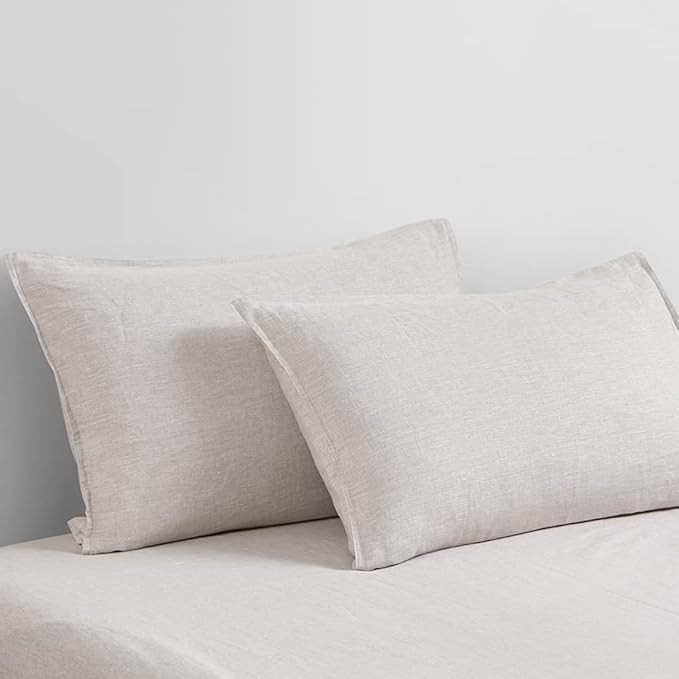 DAPU Pure Stone Washed Linen Pillowcases 1 Pair Woven from 100% Fine French Natural Flax(Natural ... | Amazon (US)