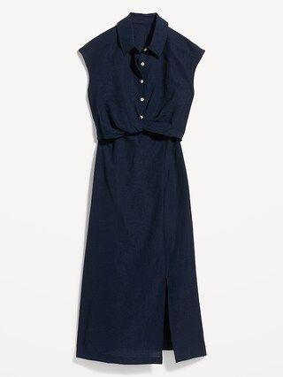 Waist-Defined Twist-Front Midi Shirt Dress for Women | Old Navy (US)