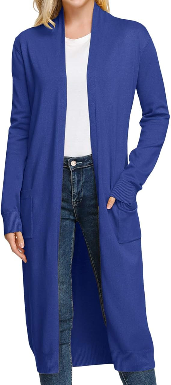 GRACE KARIN Essential Solid Open Front Maxi Long Knitted Cardigan Sweater for Women | Amazon (US)