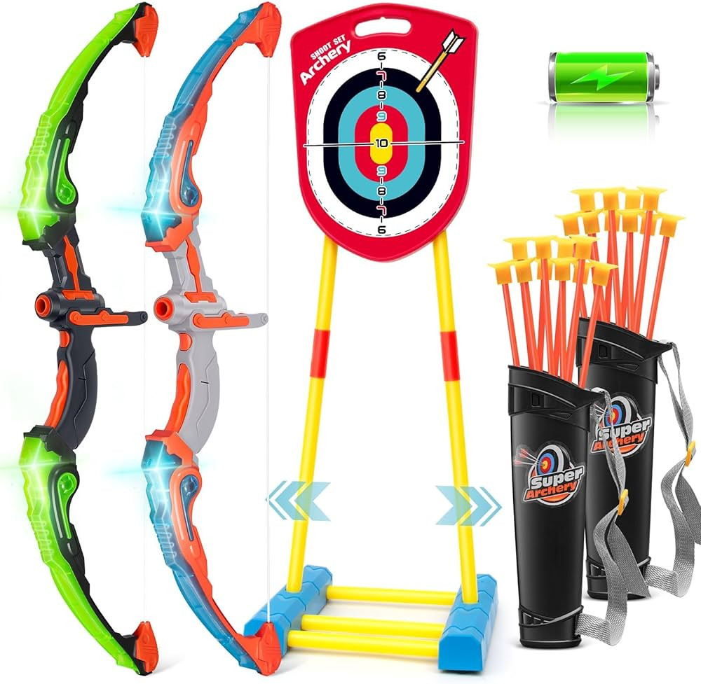 Bow and Arrow for Kids 6-8 8-12, Archery Toy Set for Kids 6+ with Standing Target - Rechargeable/... | Amazon (US)
