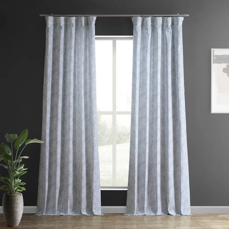 Tropical Palm Textured Printed Cotton Light Filtering Curtains - Single Panel | Wayfair North America