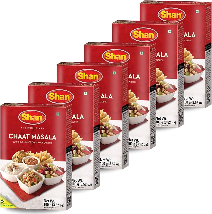 Shan - Chaat Masala Seasoning Mix (100g) - Spice Packets for Tangy and Spicy Garnish (Pack of 6) | Amazon (US)