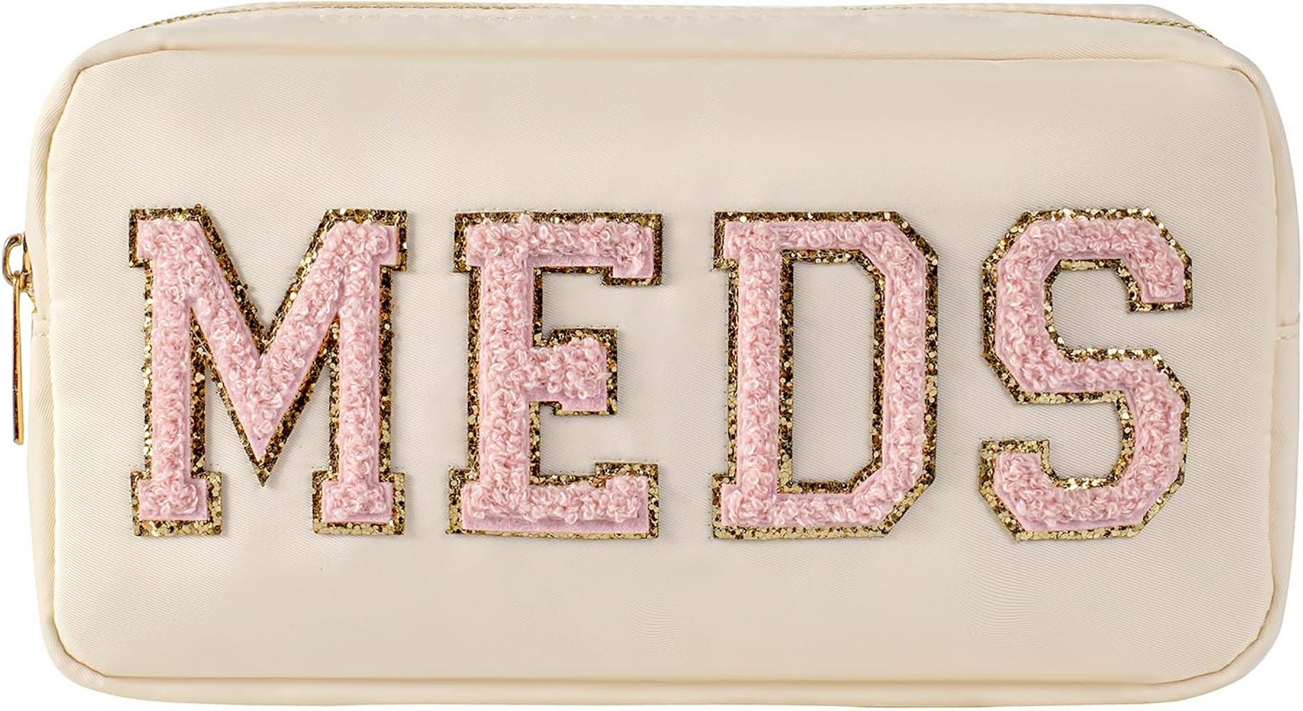 Personalized Chenille Letter Patch MEDS Bag,Cute Nylon Drug Medicine Travel Makeup Bag with Zippe... | Amazon (US)