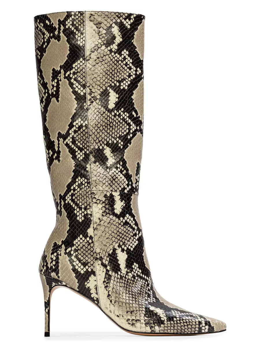 Black Suede Studio Friday 80MM Snake Boots | Saks Fifth Avenue | Saks Fifth Avenue
