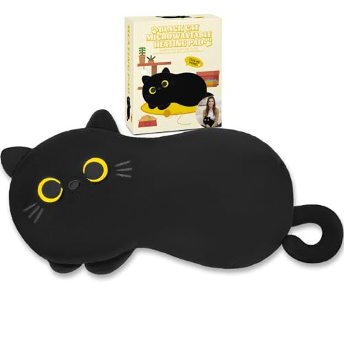 Black Cat Microwavable Heating Pads for Cramps & Period Pain Relief, Cuddle Black Cat Plush Stuffed Animal Heating Pad Menstruation, Period Cramps for Women & Girls, Stuffed Animals Moist Heat Pad | Amazon (US)