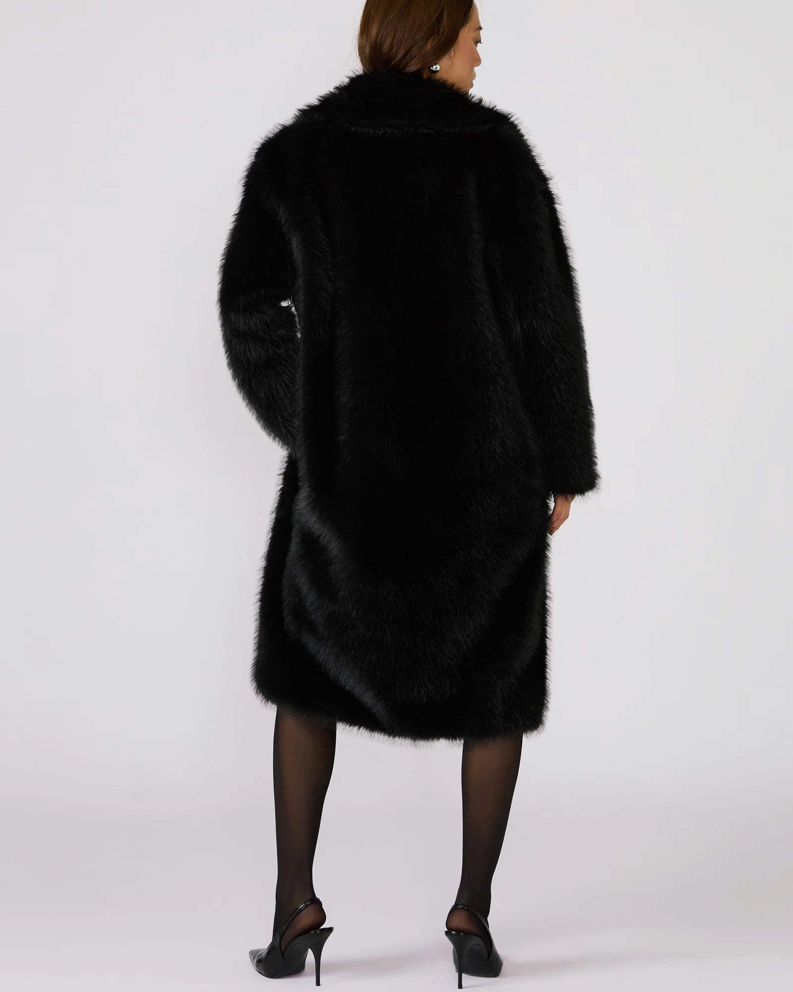 LARKIN Black Long-Sleeved Faux Fur Women's Coat | Steve Madden (US)