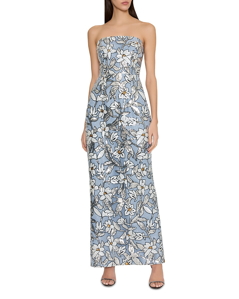 Milly Magnolia Silver Floral Sequins Maxi Dress | Bloomingdale's (US)
