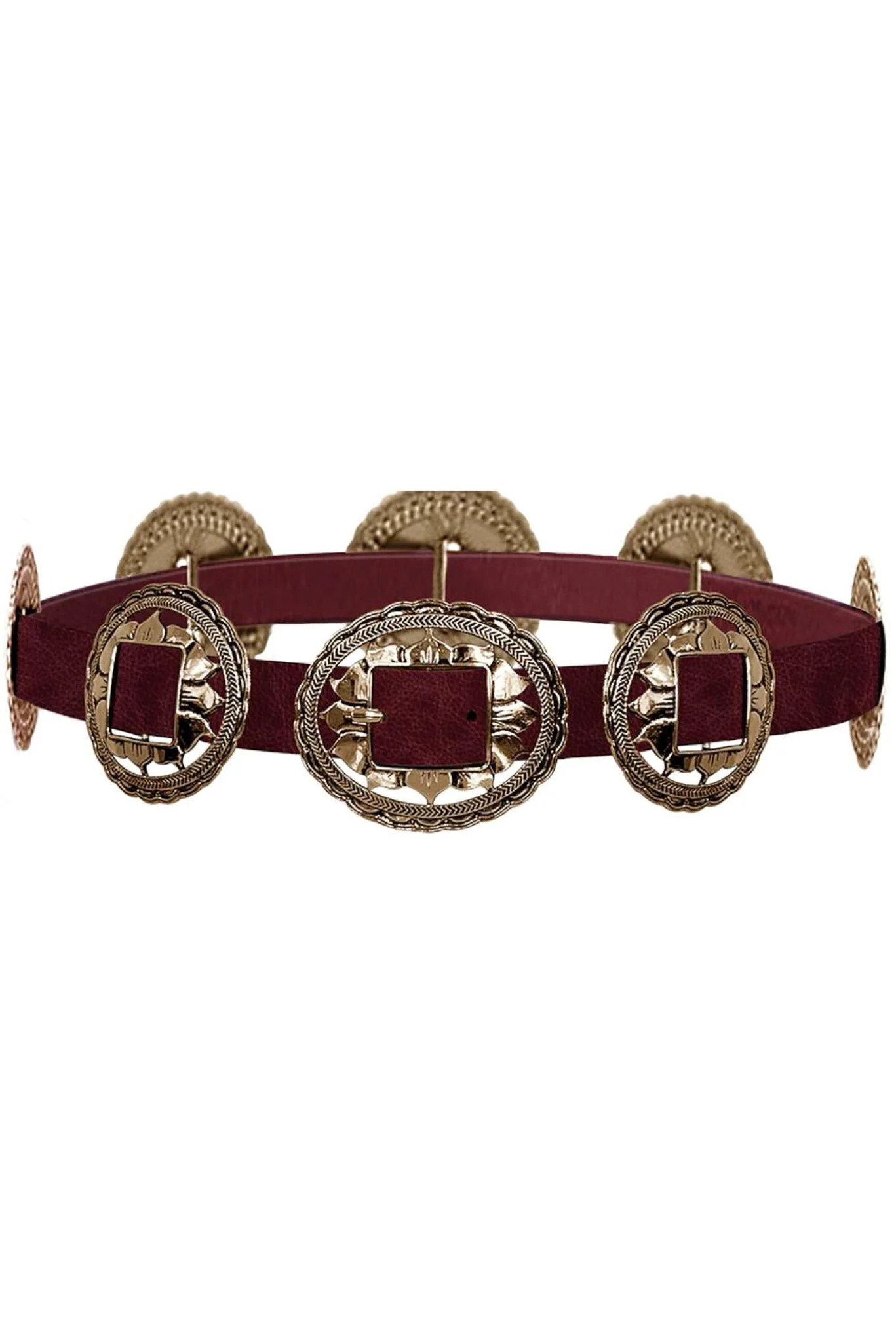 Deep Maroon Concho Link Belt | SSYS